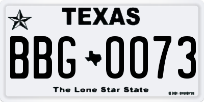 TX license plate BBG0073