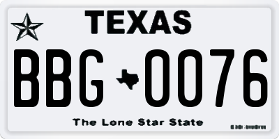 TX license plate BBG0076