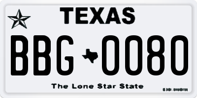 TX license plate BBG0080