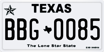 TX license plate BBG0085