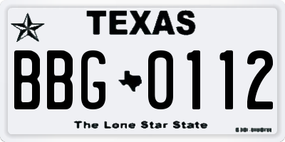 TX license plate BBG0112