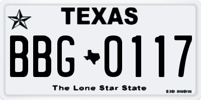 TX license plate BBG0117