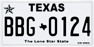 TX license plate BBG0124