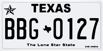 TX license plate BBG0127
