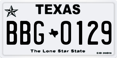 TX license plate BBG0129