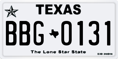 TX license plate BBG0131