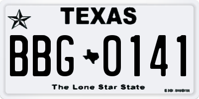 TX license plate BBG0141