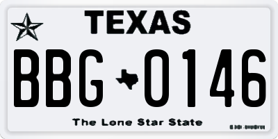 TX license plate BBG0146