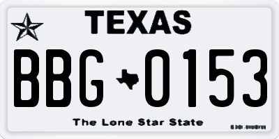 TX license plate BBG0153