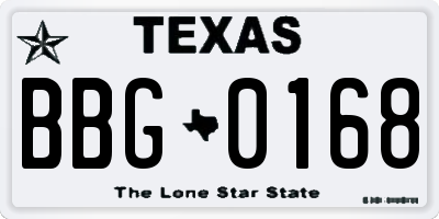 TX license plate BBG0168