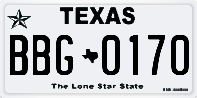 TX license plate BBG0170