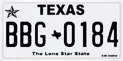 TX license plate BBG0184