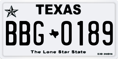 TX license plate BBG0189
