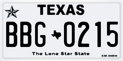 TX license plate BBG0215