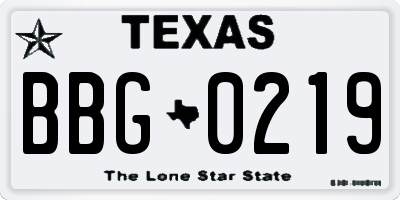 TX license plate BBG0219