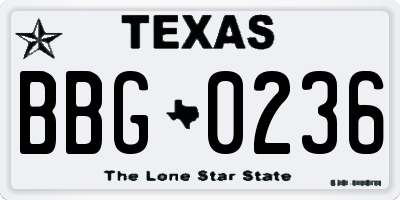 TX license plate BBG0236