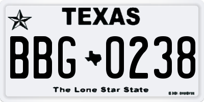 TX license plate BBG0238