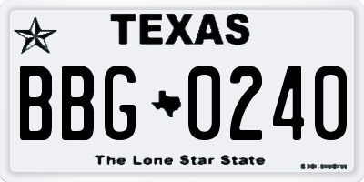 TX license plate BBG0240