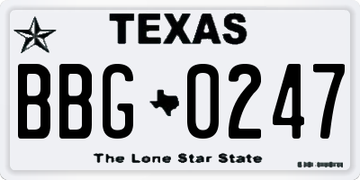 TX license plate BBG0247