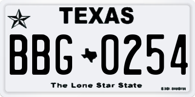 TX license plate BBG0254