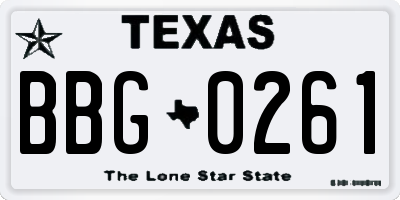 TX license plate BBG0261