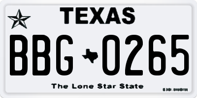 TX license plate BBG0265