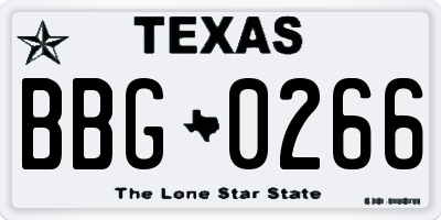 TX license plate BBG0266