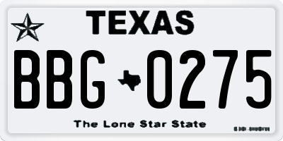 TX license plate BBG0275