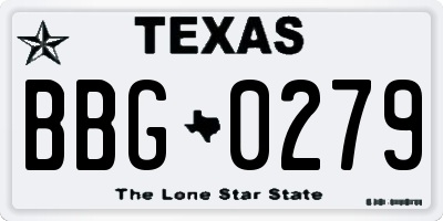 TX license plate BBG0279