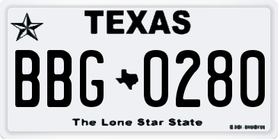 TX license plate BBG0280