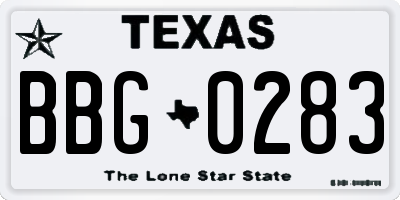 TX license plate BBG0283