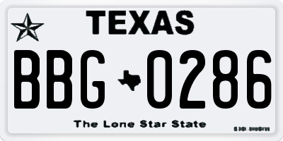 TX license plate BBG0286