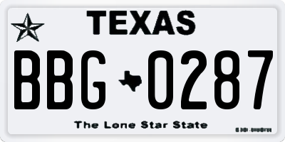 TX license plate BBG0287
