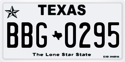 TX license plate BBG0295