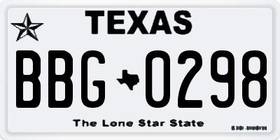 TX license plate BBG0298