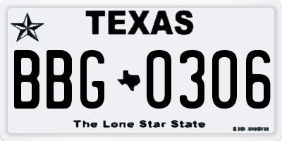TX license plate BBG0306