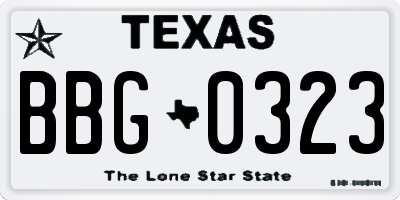 TX license plate BBG0323