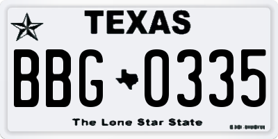 TX license plate BBG0335