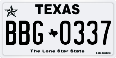 TX license plate BBG0337