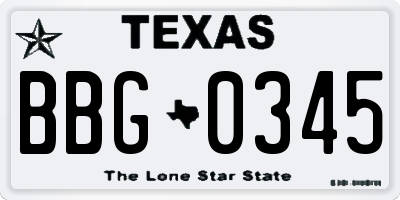 TX license plate BBG0345