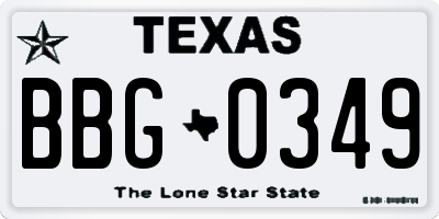 TX license plate BBG0349