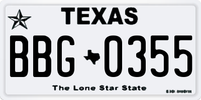 TX license plate BBG0355