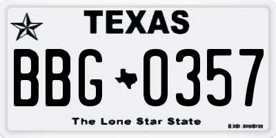TX license plate BBG0357