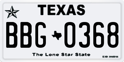 TX license plate BBG0368