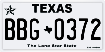 TX license plate BBG0372