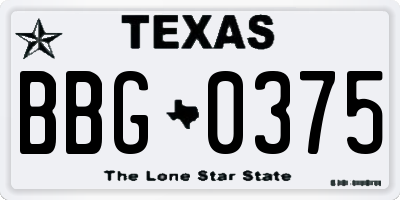 TX license plate BBG0375