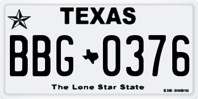 TX license plate BBG0376