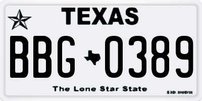 TX license plate BBG0389
