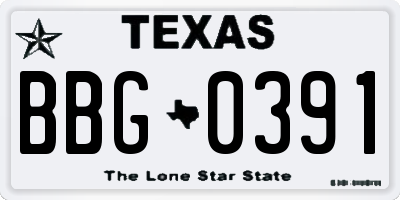 TX license plate BBG0391