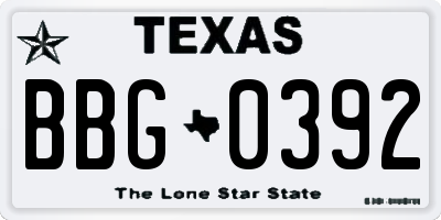 TX license plate BBG0392